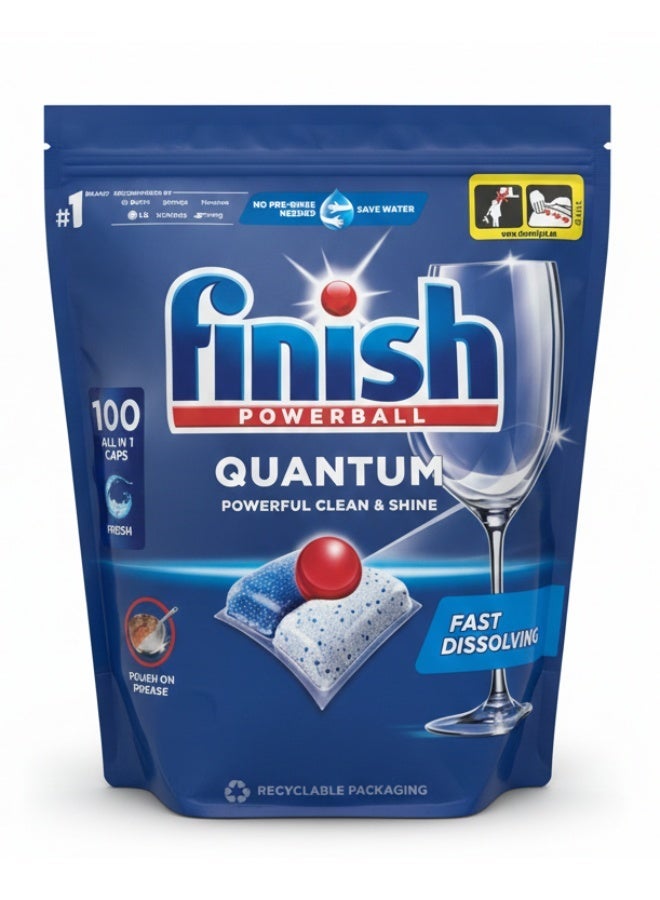 Finish All in 1 Powerball Quantum Dishwashing 100 Caps1040g - Image 1